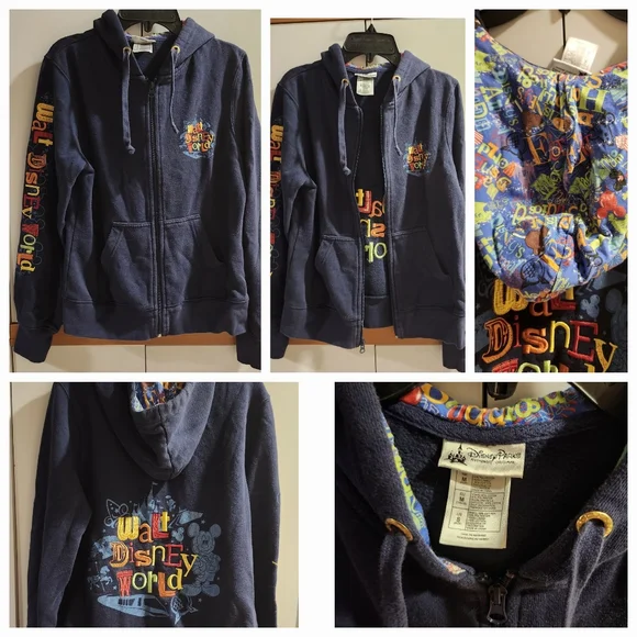 Disney Parks Walt Disney World Embroidered Full Zip up Hoodie Jacket. Size Small - Picture 1 of 7
